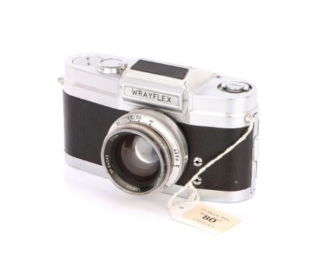 1950, chrome, serial no. 1608, with Wray Unilite f/2 50mm lens, chrome, serial no. 94543, body, G-VG, shutter working, lens, 