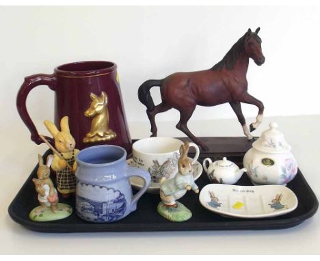 royal Doulton 'Spirit of the Wind' Aynsley Lidden pot 'Little Sweetheart', 3pcs Wedgewood Beatrix Potter and other ceramics, 