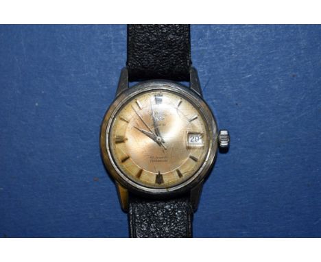 A 1950s Rotary Super 41 automatic stainless steel gentleman's wristwatch, super compressor waterproof, on later leather strap