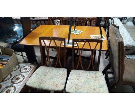 VINTAGE G PLAN DROP LEAF DINING TABLE & 4 CHAIRS