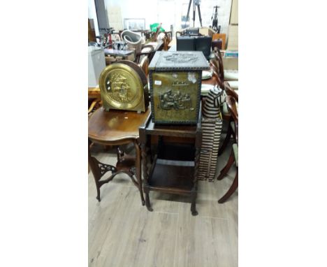 VINTAGE TABLE , TEA TROLLEY , MAG RACK , SLIPPER BOX & C.D STAND