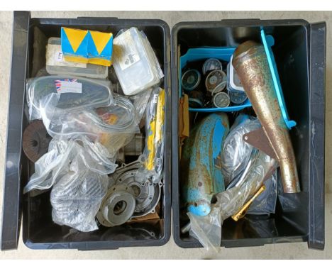 Various Ariel Arrow spares and parts, including a box of clocks (2 boxes) All lots in this sale are sold as is and bidders mu