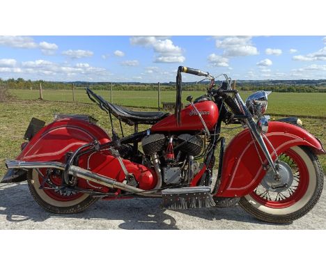 1948 Indian Chief Registration number 963 YUK Frame number 3483800 Engine number CDH3800 First registered in the UK in 2012 F