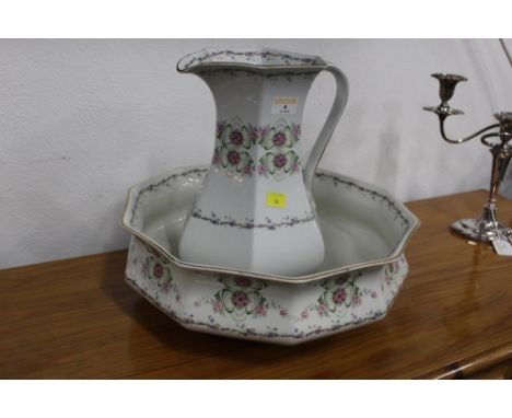 Floral wash basin and jug, circa first part 20th century 