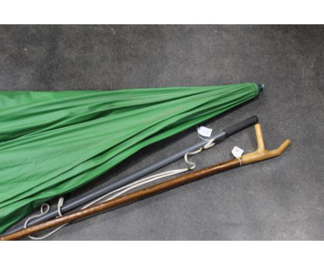 Umbrella, walking stick and pole