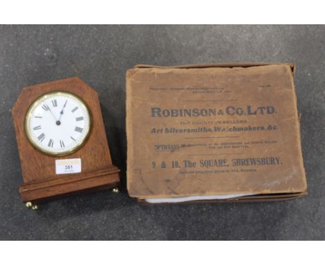 Mantle clock and Robinson &amp; Co., 9-10 The Square, Shrewsbury, box 