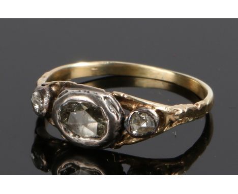 George III diamond set ring, with rose cut diamonds to the head, ring size M