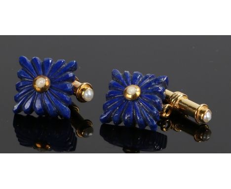 Lapis lazuli and pearl cufflinks 