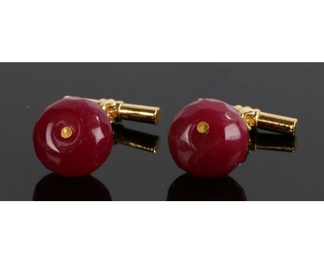 Pair of ruby cufflinks, with facetted rubies 