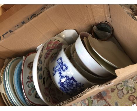 Box of mainly pottery plates 