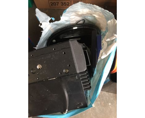 Bag of electrical equipment including digi box, car cd changer, PS2 console, etc 