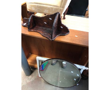 2 old mirrors and a corner wall shelf 