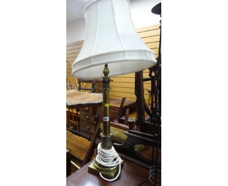 A good square based acanthus decorated brass table lamp  ETC Condition Report: please request*  *Condition is not stated in t