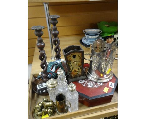 A parcel of mixed items including cruets, candlestick holders ETC Condition Report: please request*  *Condition is not stated