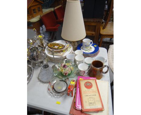 Parcel of mixed china including calendar plates, table lamp ETC Condition Report: please request*  *Condition is not stated i