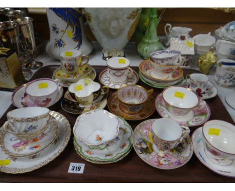 A collection of cabinet cups &amp; saucers including Austrian examples, Coalport, pink lustre ETC Condition Report: please re