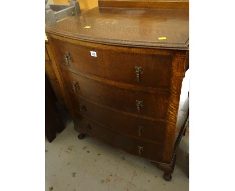 A vintage bow front chest of four drawers with drop handles &amp; railback Condition Report: please request*  *Condition is n