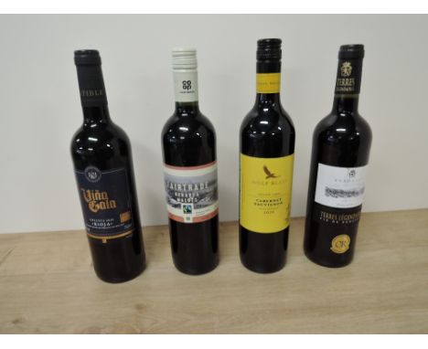 Four bottles of World Wine, Fairtrade Bonarda Malbec 2022 Famatina Valley Argentina, 13% vol, 75cl, Terres Legendaires Vin DE