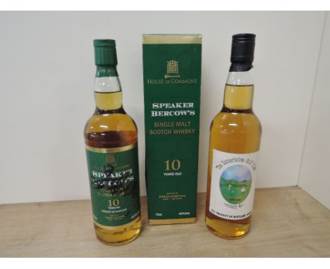 Two bottles of Whisky, House of Commons Speaker Bercow's 10 Year Old Single Malt Scotch, bottled by Gordon &amp; Macphail, 40