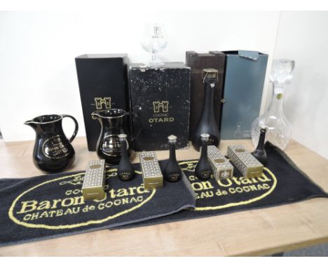 Otard XO Cognac Collection, four Miniatures, all 40% vol and 5cl all boxed, larger bottle without capacity in wooden box, J G