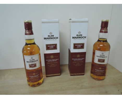 Two bottles of Glen Marnoch Speyside Single Malt Scotch Whisky, Bourbon Cask Finish, Limited Release, 40% vol &amp; 70cl, bot