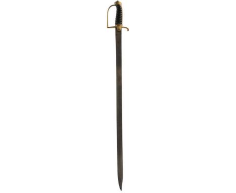 AN 18TH CENTURY LIGHT DRAGOON TROOPER'S SWORD, 91.5cm blade with clipped back point stamped with a crown at the forte, regula