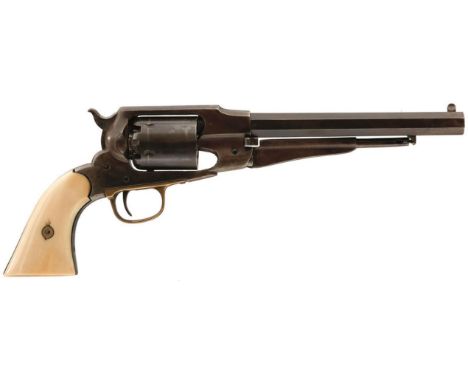 A .44 CALIBRE SIX-SHOT PERCUSSION REMINGTON NEW MODEL ARMY REVOLVER, 7.75inch sighted octagonal barrel, plain cylinder and fr