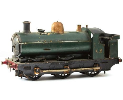 AN EARLY LARGE SCALE ELECTRIC STEAM LOCOMOTIVE AND CARRIAGES, the green painted body bearing the engine no. 1269, generally p