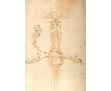 A SET OF FOUR OLD MASTER STYLE PEN AND INK DRAWINGS OF SWORD OR DAGGER HILTS IN THE 16TH CENTURY MANNER, each depicting very 
