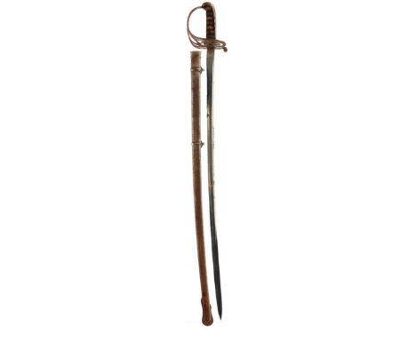 A VICTORIAN RIFLE VOLUNTEER'S OFFICER'S SWORD, 82.5cm plated blade by Hawkes &amp; Co., some lifting, etched with scrolling f