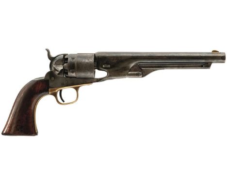 A .45 CALIBRE SIX-SHOT PERCUSSION COLT ARMY REVOLVER, 8inch sighted barrel stamped with the manufacturer's details, cylinder 
