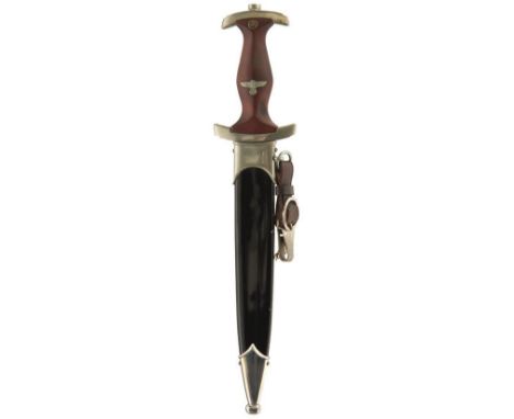 A THIRD REICH NSKK DAGGER, 22cm flattened diamond section blade by Anton Wingen, etched motto, characteristic alloy mounted H