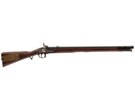 A .750 CALIBRE PERCUSSION THIRD MODEL BRUNSWICK RIFLE, 30inch sighted barrel fitted with rear leaf sights, border engraved lo