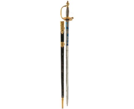 A 1796 PATTERN INFANTRY OFFICER'S SWORD TO LT GENERAL SIR JOHN CRADDOCK, 81cm fullered blade decorated with stands of arms, t