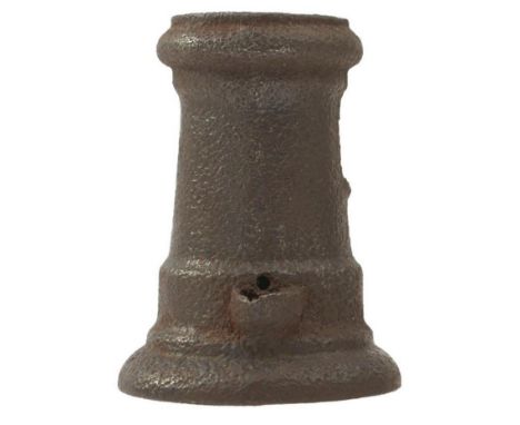 AN 18TH CENTURY CAST IRON FLARE OR PYROTECHNICS CANNON, 4inch three-stage barrel with ring turned muzzle, set with a maker's 