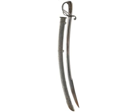 AN INTERESTING GEORGIAN CAVALRY OFFICER'S SWORD, 79cm curved pipe backed blade with spear point, characteristic three-bar ste