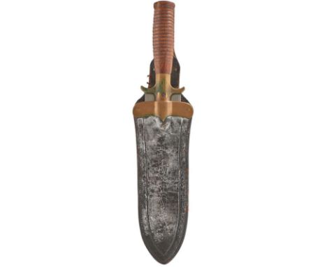 AN AMERICAN SPRINGFIELD MODEL 1880 HUNTING KNIFE, 21cm broad fullered blade, the brass guard stamped US SPRINGFIELD, ring tur
