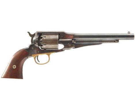 A CLEAN .44 CALIBRE SIX-SHOT REMINGTON NEW MODEL ARMY PERCUSSION REVOLVER, 8inch sighted octagonal barrel stamped with the ma