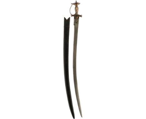 A 19TH CENTURY CHISELLED HILT TULWAR, 80.5cm curved Wootz blade, characteristic chiselled hilt decorated over all with deeply