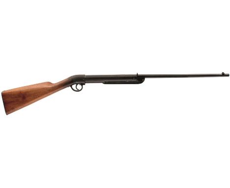A PRE-WAR BREAK ACTION AIR RIFLE IN .177 CALIBRE, 19inch sighted two-stage barrel, the left side stamped PATENT over MG over 