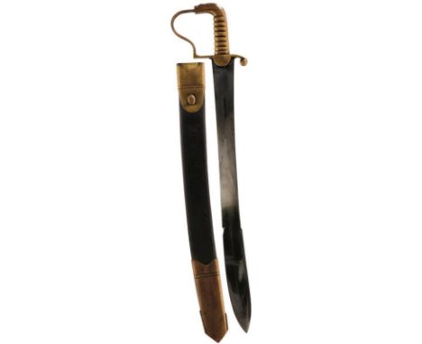 AN 1816 PATTERN RIFLEMAN'S OR PIONEER'S SHORT SWORD OR SIDEARM, 55.5cm curved blade by REEVES, with double edged clipped back