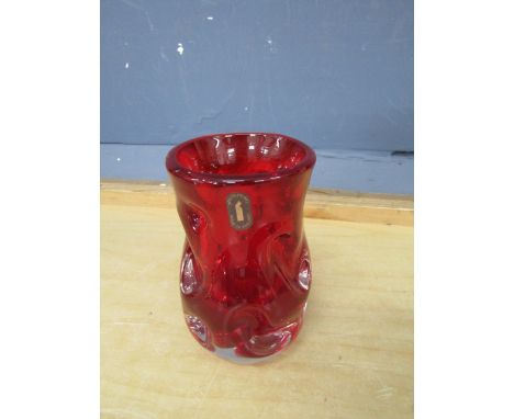 Whitefriars mid century red Knobbly art vase H13cm approx&nbsp;