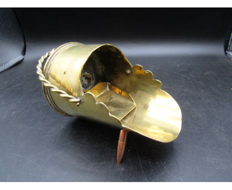 Trench art mini scuttle with bullet legs and art shovel