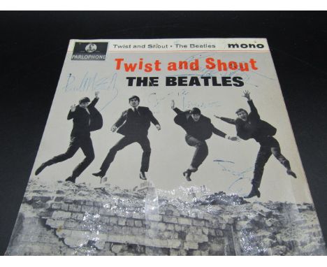 Beatles autograph- a signed single cover of Twist and Shout signed by all 4 Beatles .The believed providence is that the vend