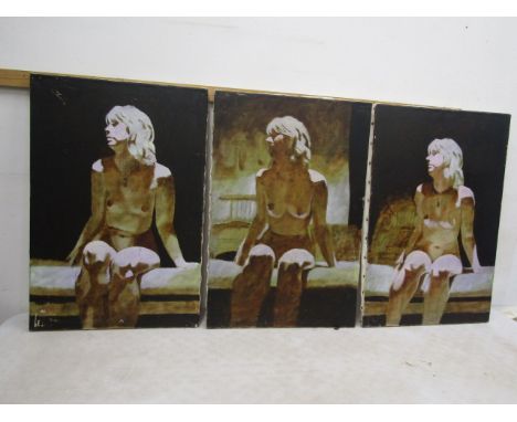Neil Ward-Robinson PHD a set 3 oil on canvas titled 'Nude under a swinging light'  the final set of these paintings were purc