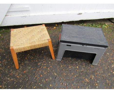Plastic stool/toolbox and raffia topped stool&nbsp;