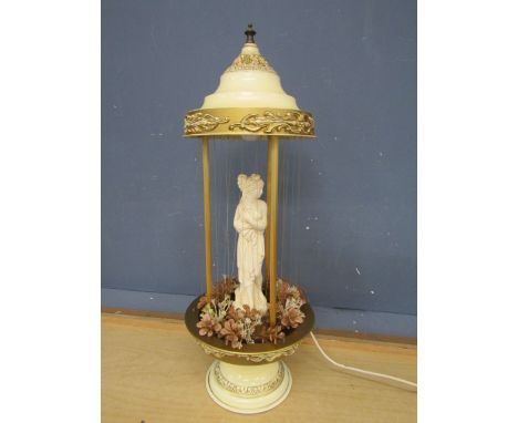 Retro mineral oil rain lamp with central lady statuette&nbsp;