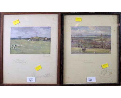 After Lionel Edwards The Cottesmore, Ranksboro' Gorse a print, signed in pencil 14 x 18cm together with another after the sam