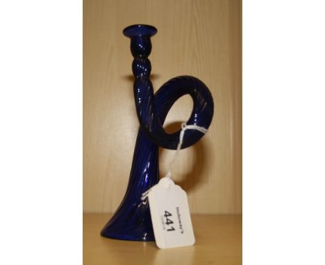 An early 19th century Bristol glass wrythen hunting horn,16cm