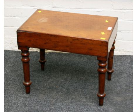 A Victorian mahogany bidet, with period ceramic liner, on ring turned tapering legs, 48 x 38 x 57cm